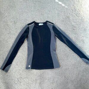 Athleta Long Sleeve Compression Black Gray Thumb Holes Zip Pocket - EUC -XXS